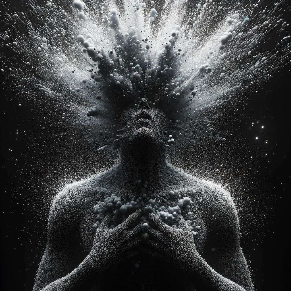 a representation of anxiety, particle explosion, digital art
